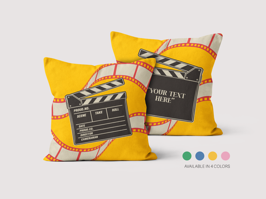 Retro Film Slate Movie Night Throw Pillow