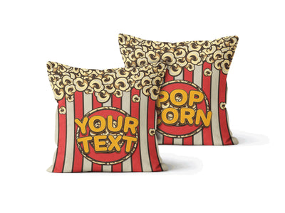 Popcorn Retro Movie Night Throw Pillow Pillow Sam + Zoey  Sam + Zoey