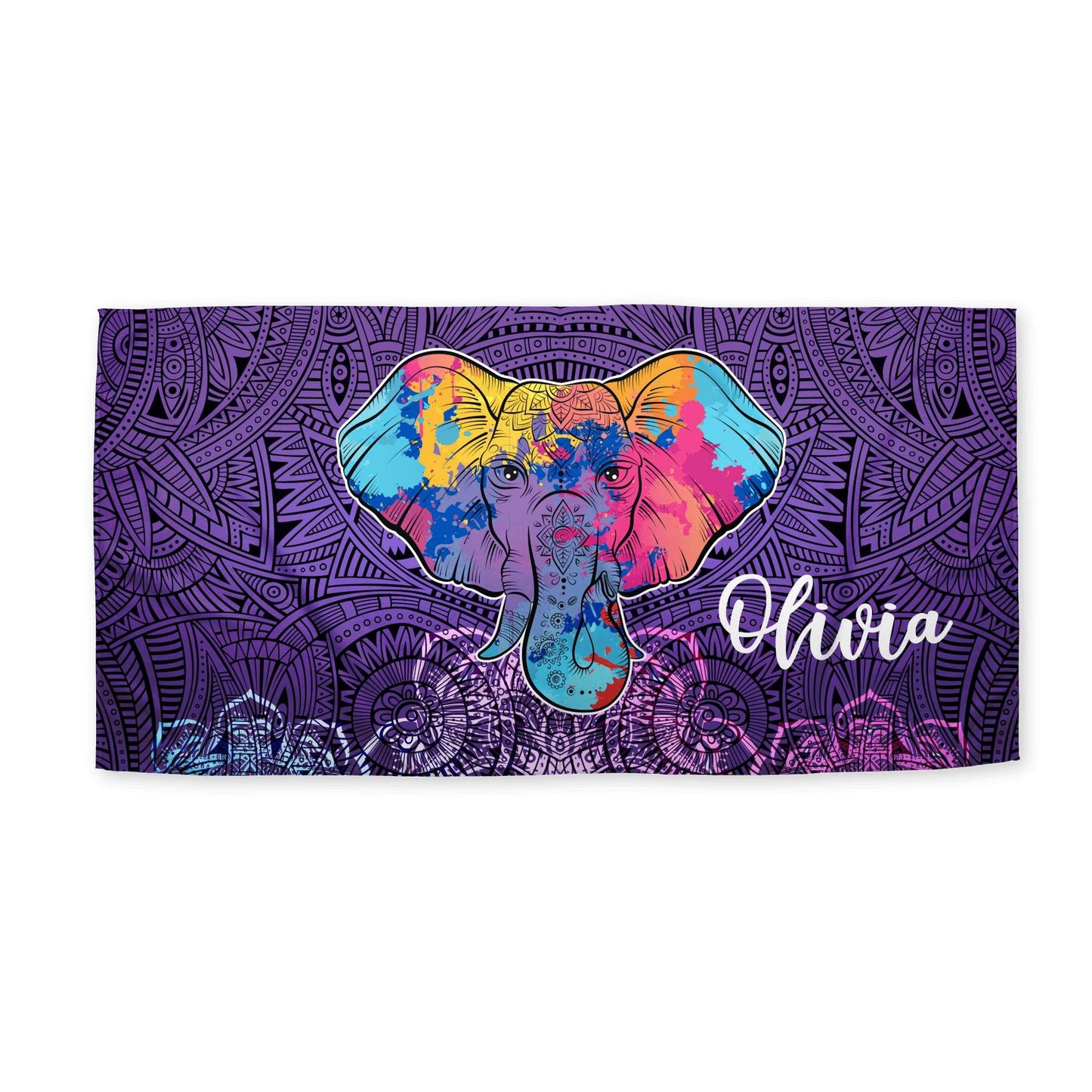 Beach Towel Genesha Watercolor Elephant