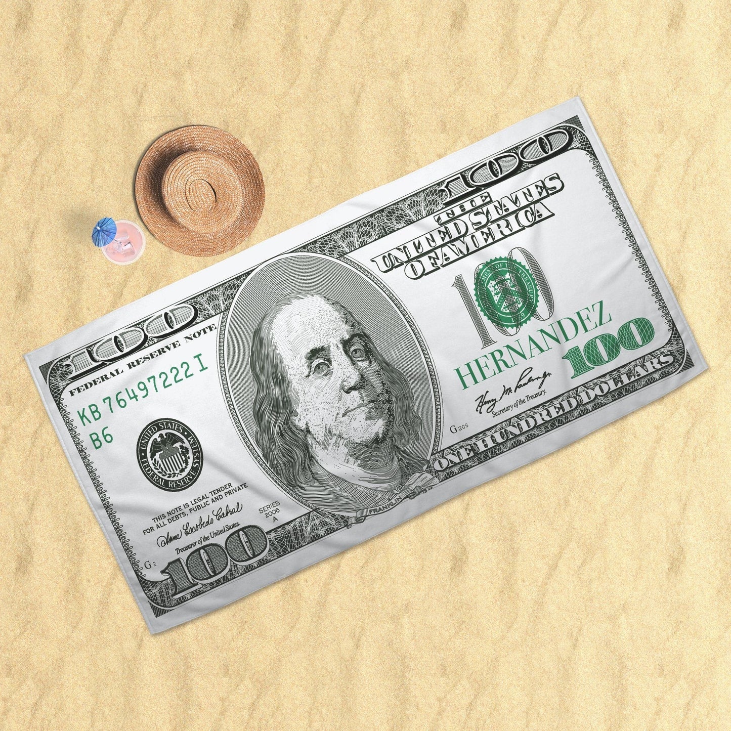 Beach Towel Hundred Dollar Bill