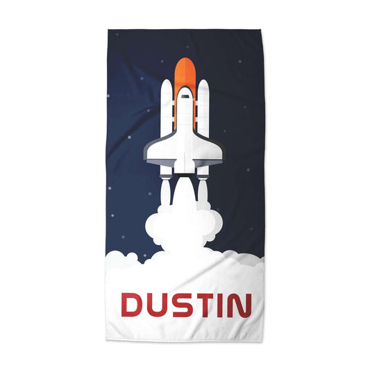 Beach Towel: Rocket launch Beach Towel Sam + Zoey