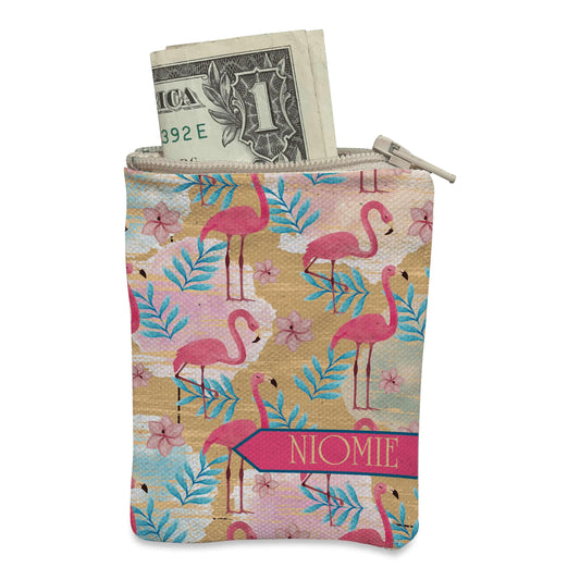 Coin Purse: Pink Flamingo Coin Purse Sam + Zoey