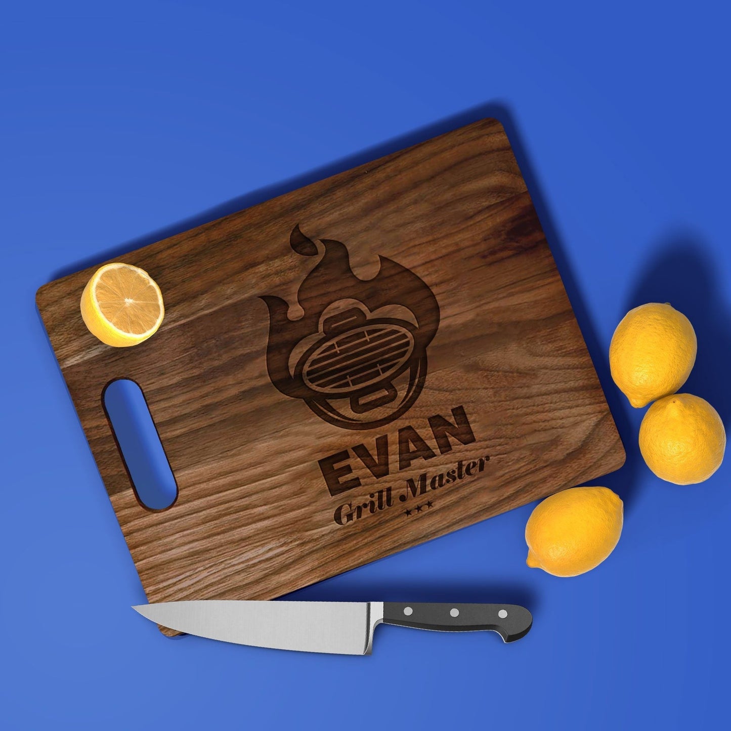 Personalized "Grill Master" Cutting Board Cutting Board Sam + Zoey Walnut 