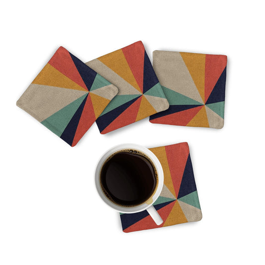 Fabric Coaster: Geometric 70's Sunrise Fabric Coaster Sam + Zoey Sunrise