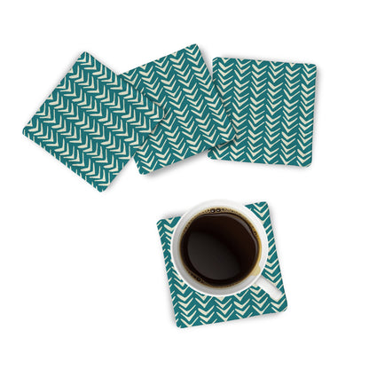 Fabric Coaster: Teal Tribal Fabric Coaster Sam + Zoey