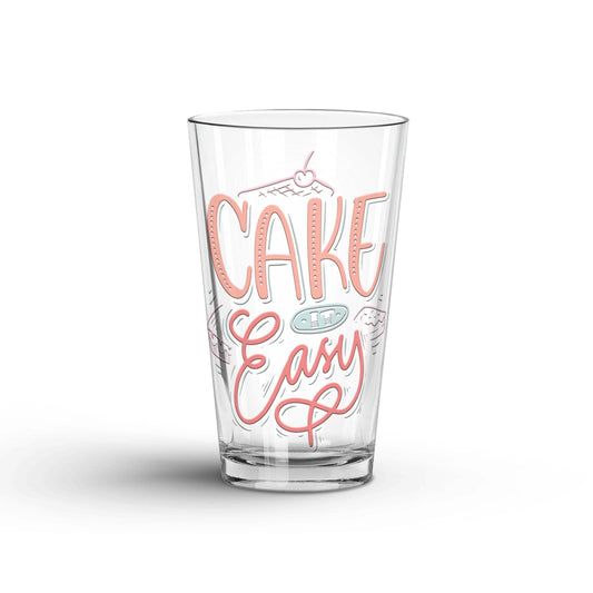 Cake It Easy transparent Tumbler Glass being shown in a white background