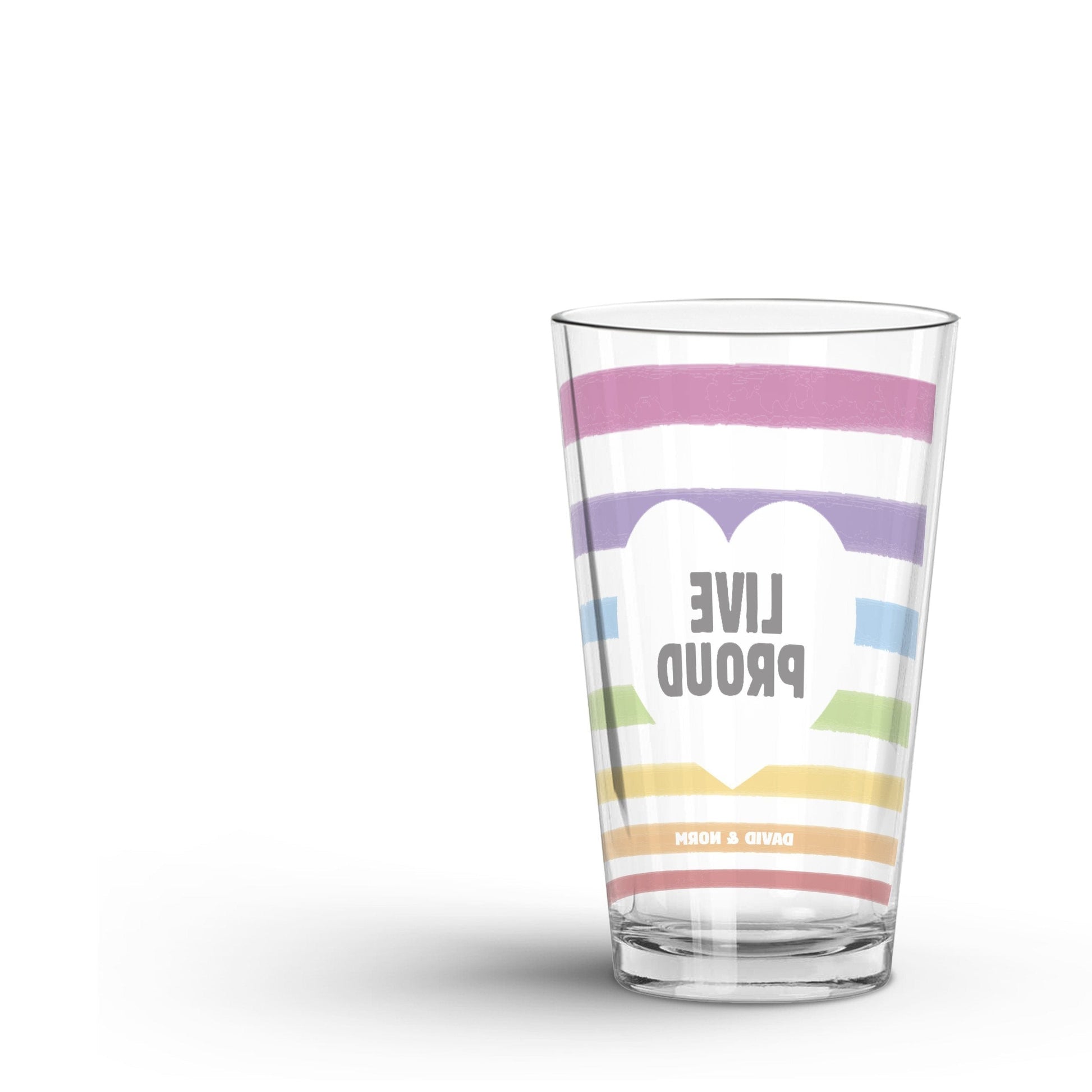 Backside of a Personalized LGBTQ Pride Flag Glass on white background