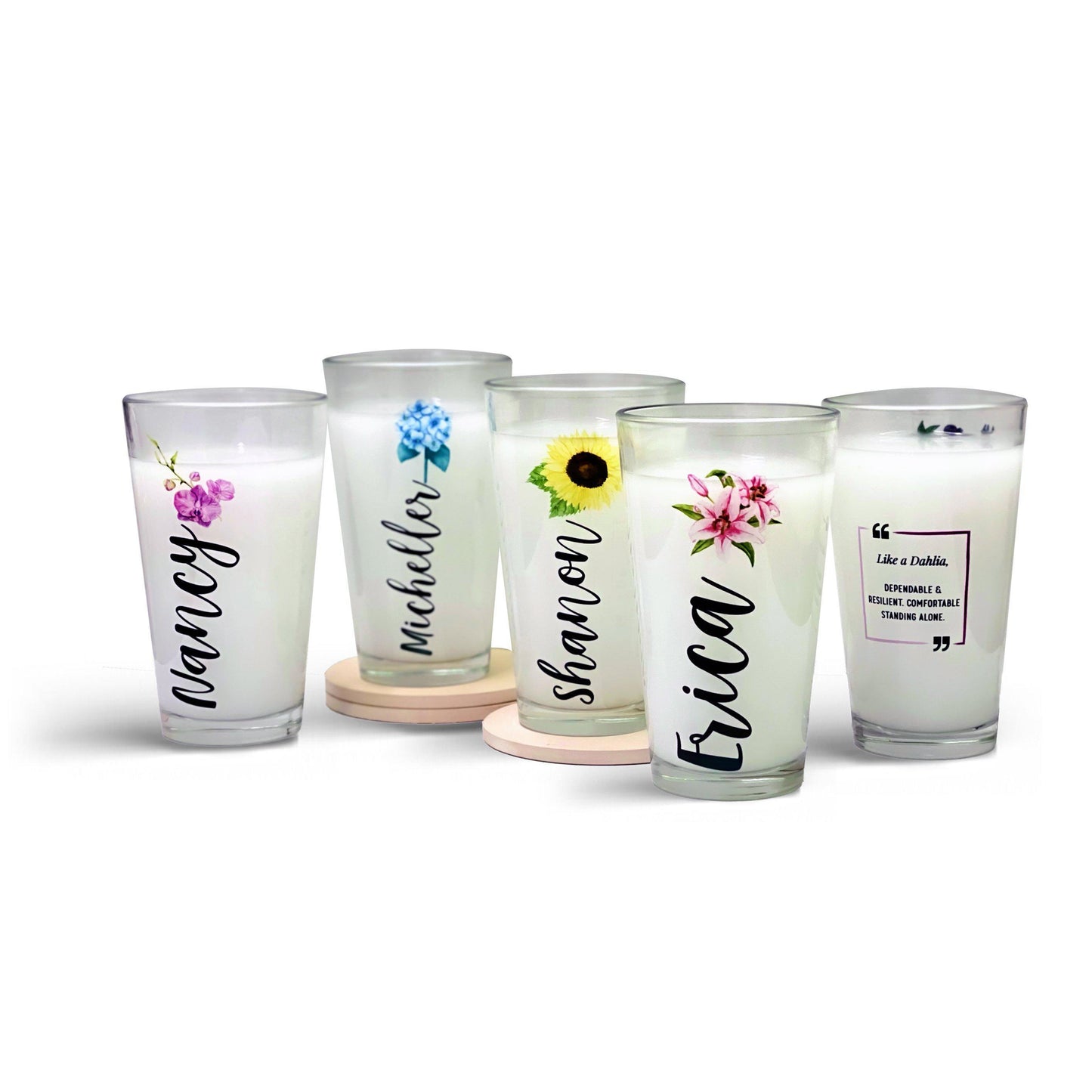 Personalized Special Flower Glass Tumbler Glass Tumbler Sam + Zoey