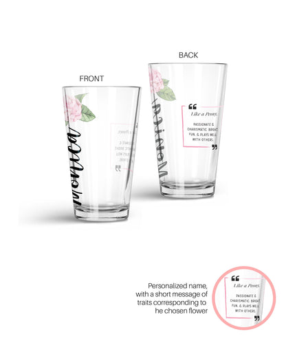 Personalized Special Flower Glass Tumbler Glass Tumbler Sam + Zoey Peony