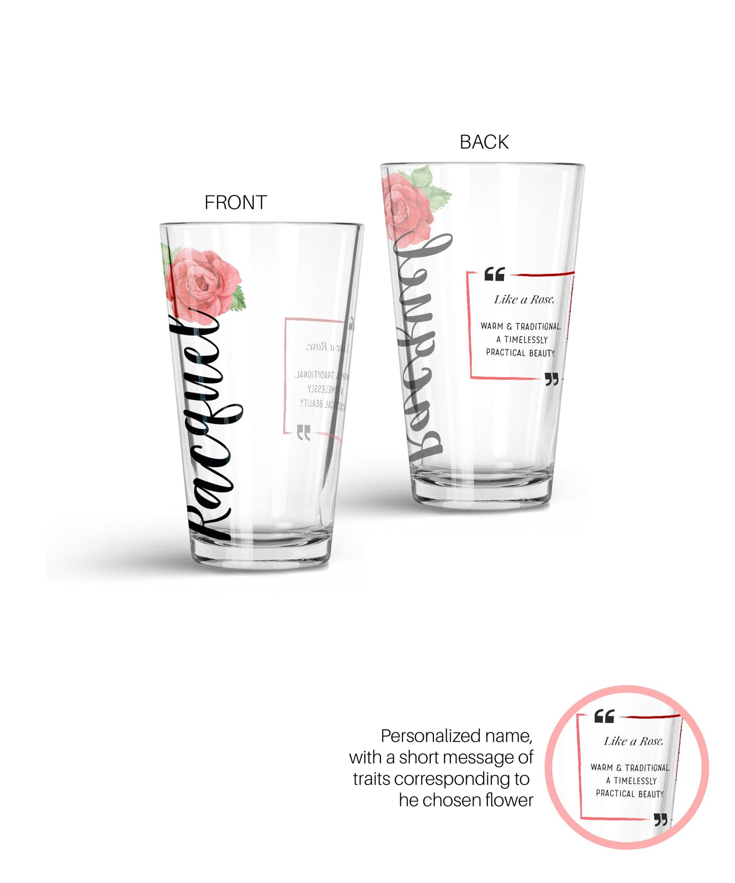 Personalized Special Flower Glass Tumbler Glass Tumbler Sam + Zoey Rose