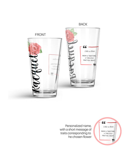 Personalized Special Flower Glass Tumbler Glass Tumbler Sam + Zoey Rose