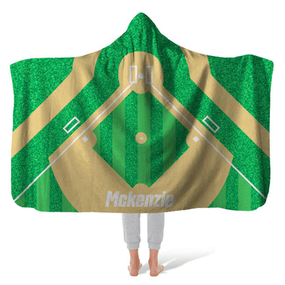 Hooded Fleece Blanket: Baseball field Hooded Fleece Blanket Sam + Zoey