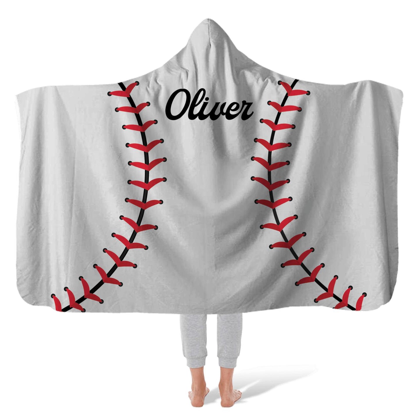 Hooded Fleece Blanket: Baseballs Hooded Fleece Blanket Sam + Zoey