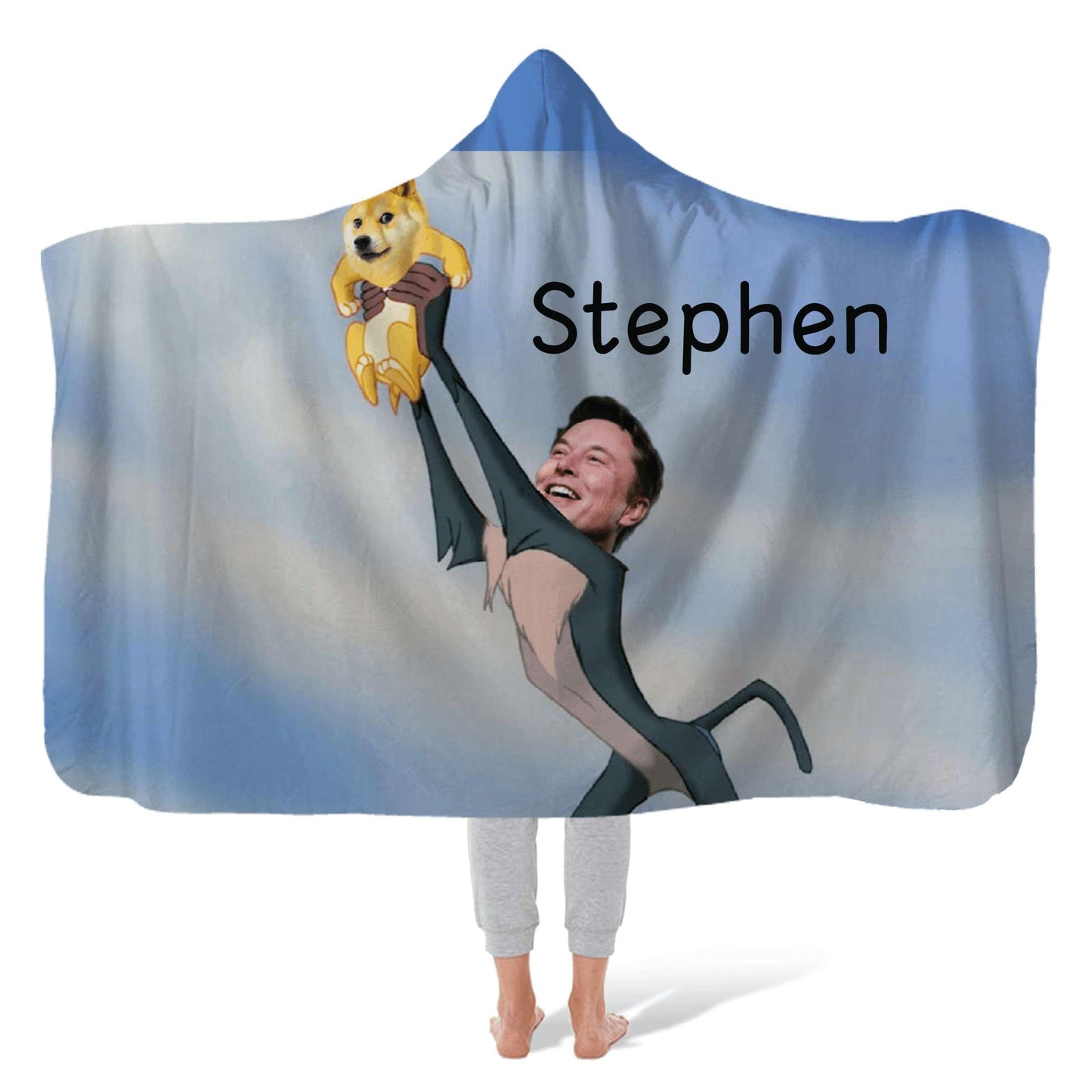 Hooded Fleece Blanket: Dogecoin Shibu King Hooded Fleece Blanket Sam + Zoey