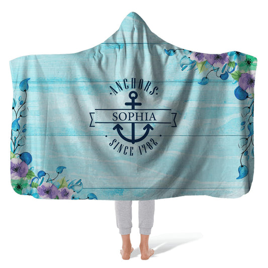 Hooded Fleece Blanket: Floral Plank Hooded Fleece Blanket Sam + Zoey