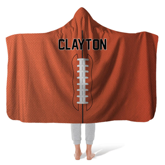 Hooded Fleece Blanket: Football Hooded Fleece Blanket Sam + Zoey