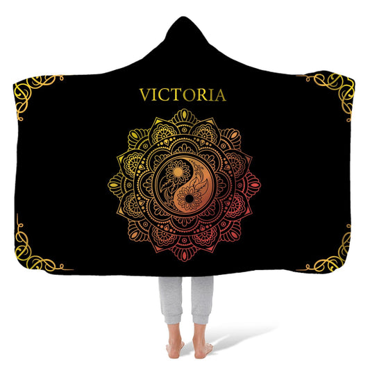 Hooded Fleece Blanket: Gold Lotus Hooded Fleece Blanket Sam + Zoey