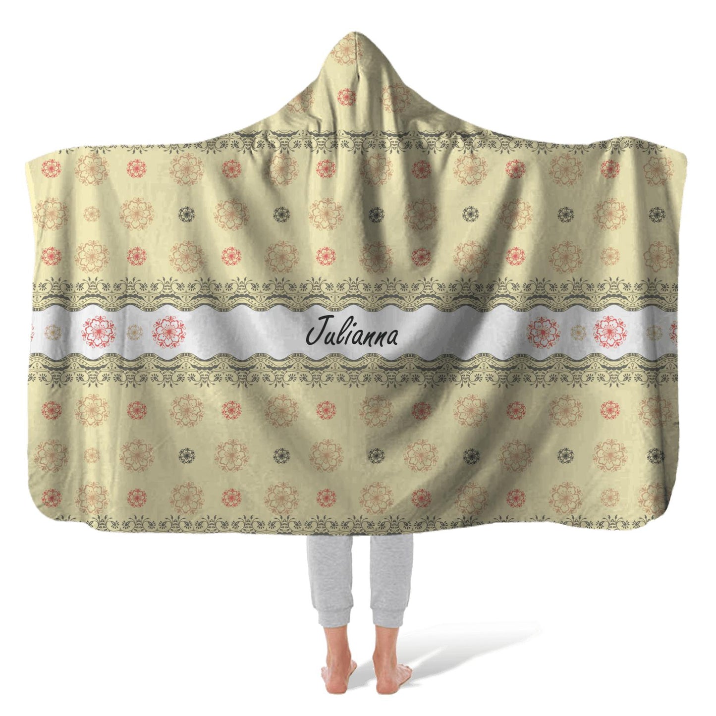 Hooded Fleece Blanket: Natural Lace Hooded Fleece Blanket Sam + Zoey