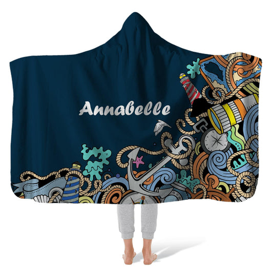 Hooded Fleece Blanket: Nautical Blast Hooded Fleece Blanket Sam + Zoey