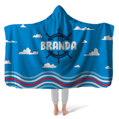 Hooded Fleece Blanket: Ocean Breeze Hooded Fleece Blanket Sam + Zoey