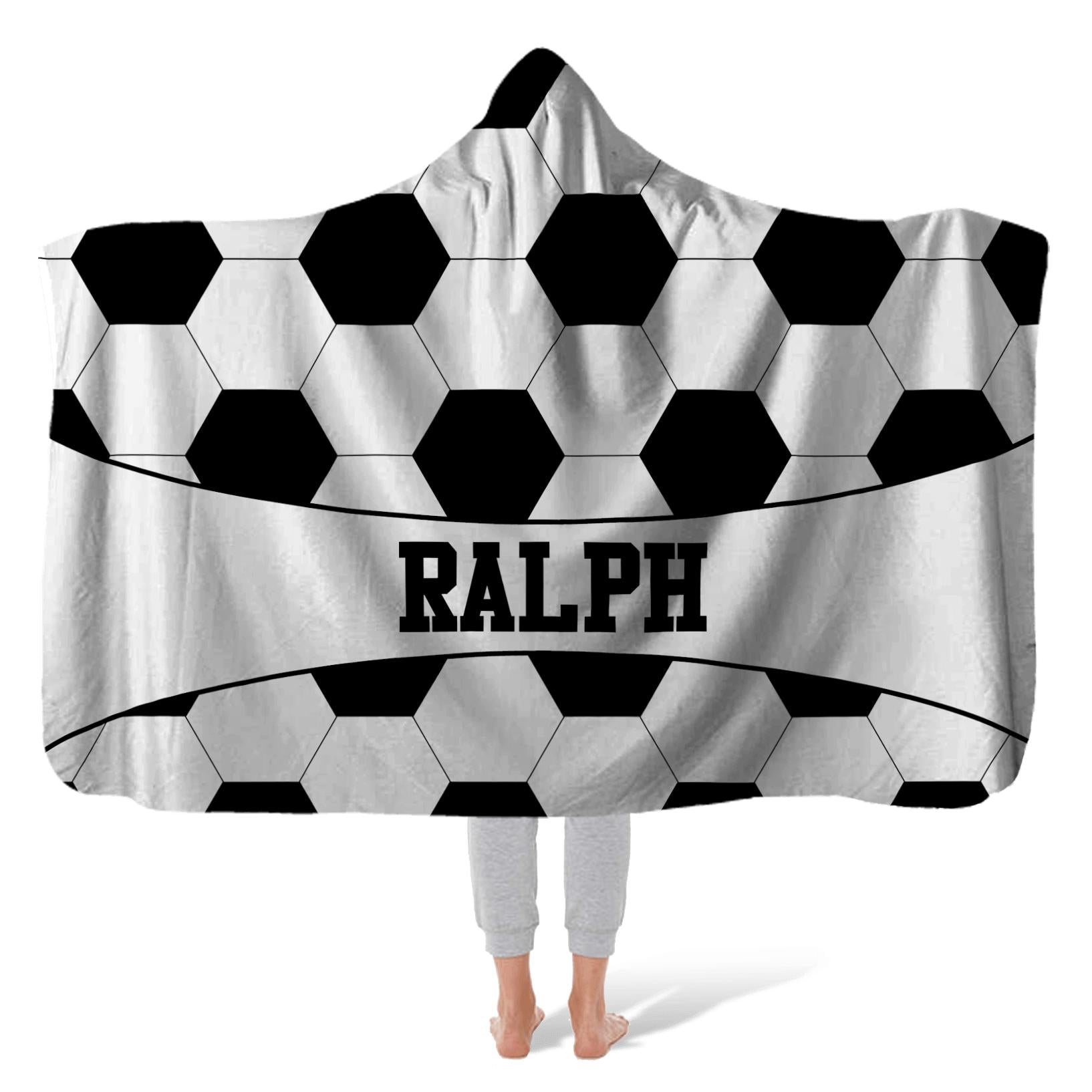 Hooded Fleece Blanket: Soccer Ball Hooded Fleece Blanket Sam + Zoey