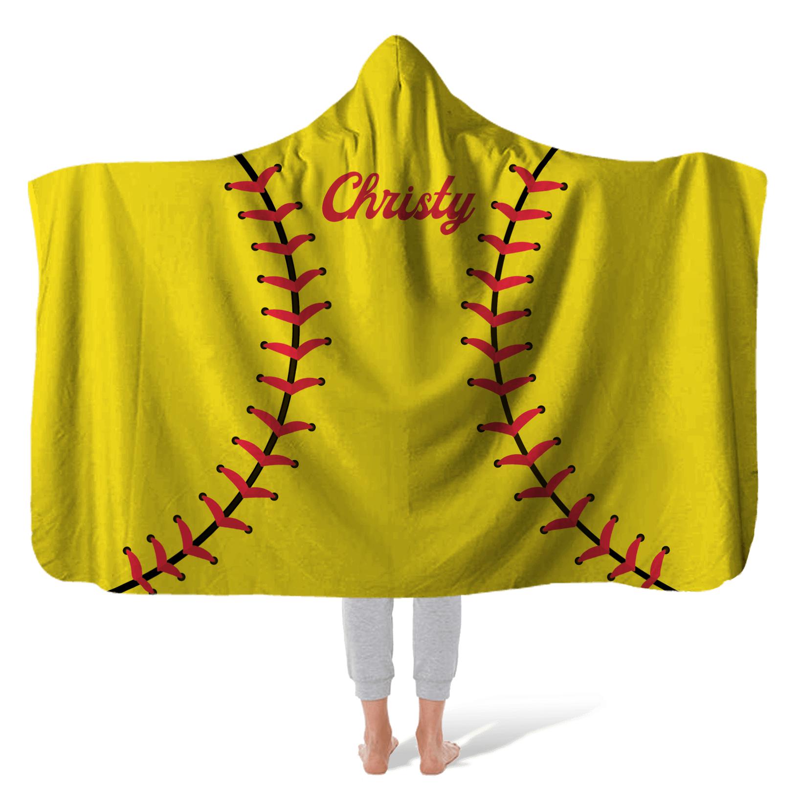 Hooded Fleece Blanket: Softball Hooded Fleece Blanket Sam + Zoey