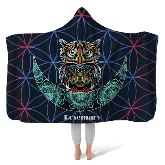 Hooded Fleece Blanket: Wandering Owl Hooded Fleece Blanket Sam + Zoey