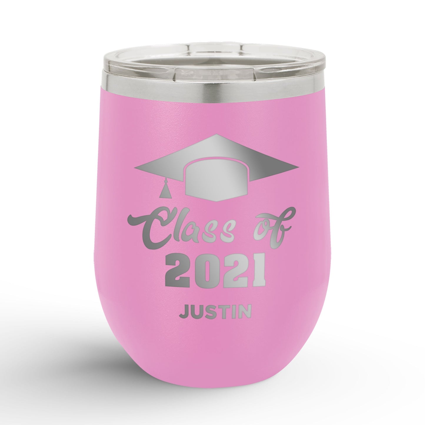 Personalized Graduation Cap Class Of 12oz Insulated Wine Tumbler Insulated Tumbler Sam + Zoey Light Purple