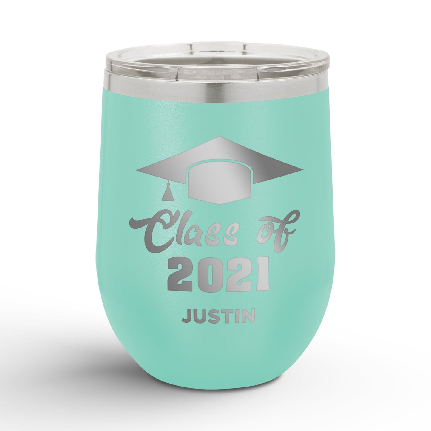 Personalized Graduation Cap Class Of 12oz Insulated Wine Tumbler Insulated Tumbler Sam + Zoey Teal