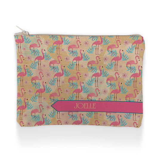 Makeup Pencil Case: Pink Flamingo Makeup Pencil Case Sam + Zoey