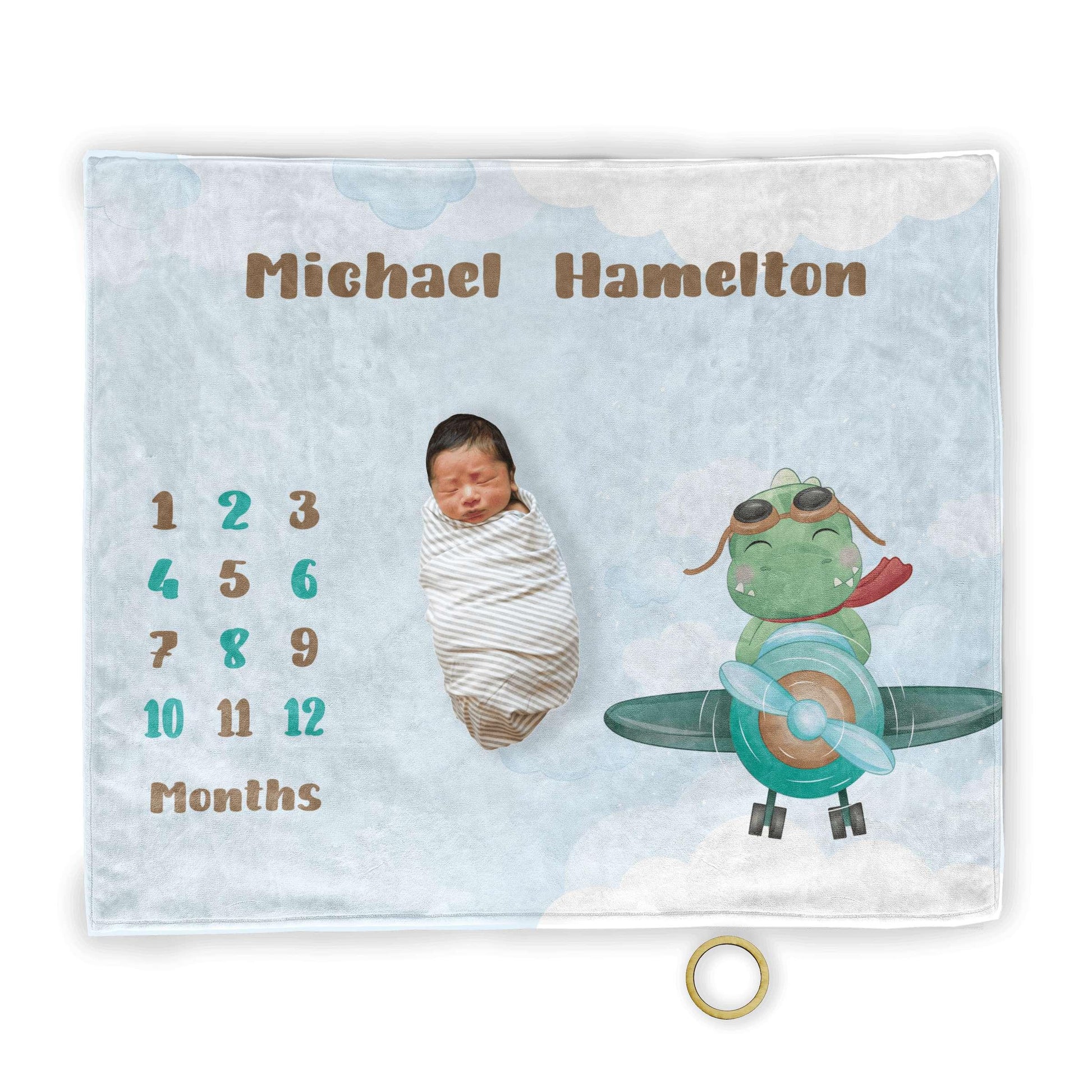 Milestone Blanket: Baby Dinosaur Milestone Blanket Sam + Zoey