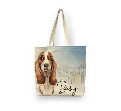 Tote: Dog Tote Sam + Zoey Basset Hound