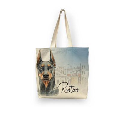 Tote: Dog Tote Sam + Zoey Doberman